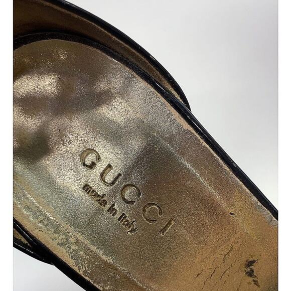 Authentic GUCCI Saddle Soft Tamponato Chocolate Brown Leather Peep Toe Sz 8 $749 - Picture 8 of 11